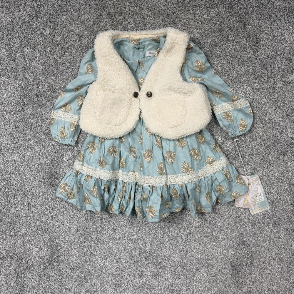 Tommy Bahama Dress Girls 12M‎ Blue Floral Lace Fit & Flare Vest Set Cottagecore